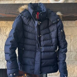 NWT. Bogner Fire + Ice Blue Fur trimmed down ski coat